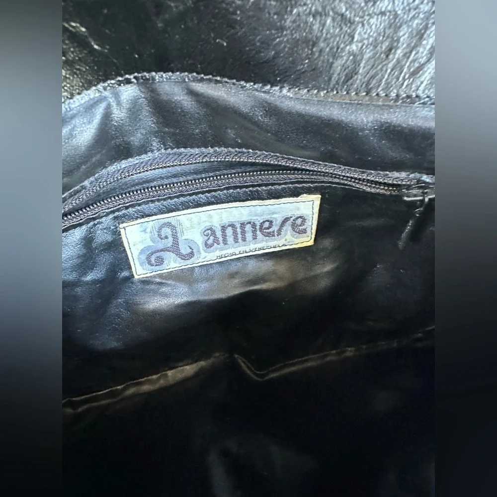 Vintage Annere Elegant Black Purse with Gold Chain Made in Venezuela